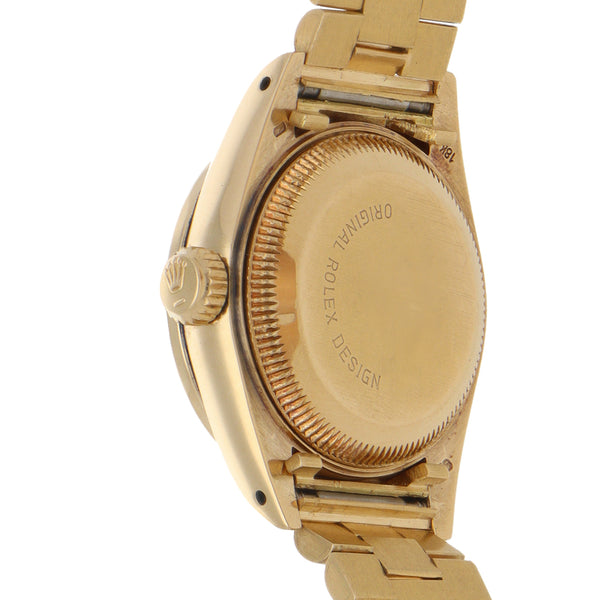 Reloj Rolex para dama modelo Oyster Perpetual DateJust en oro amarillo 18 kilates.