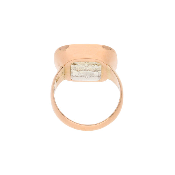 Anillo diseño especial con sintético en oro rosa 18 kilates.