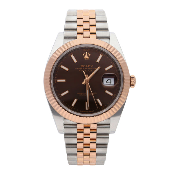 Reloj Rolex para caballero modelo Oyster Perpetual DateJust vistas oro rosado 18 kilates.