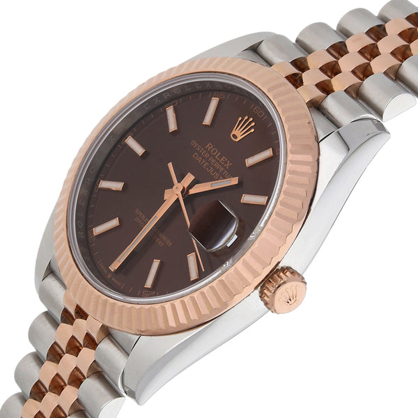 Reloj Rolex para caballero modelo Oyster Perpetual DateJust vistas oro rosado 18 kilates.