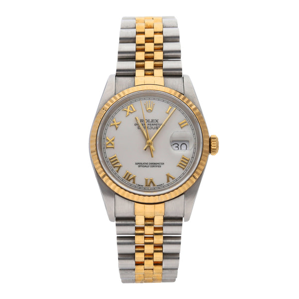 Reloj Rolex para caballero modelo Oyster Perpetual DateJust vistas en oro amarillo 18 kilates.