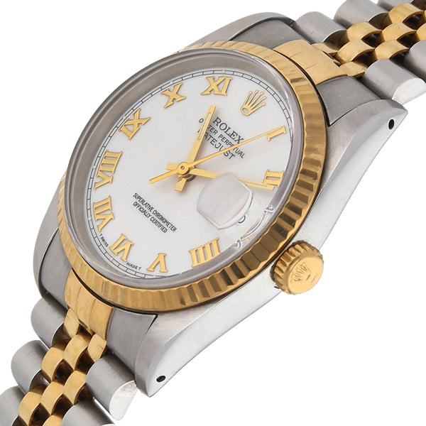 Reloj Rolex para caballero modelo Oyster Perpetual DateJust vistas en oro amarillo 18 kilates.