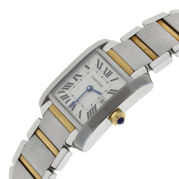 Reloj Cartier para caballero modelo Tank Francaise vistas en oro amarillo 18 kilates.