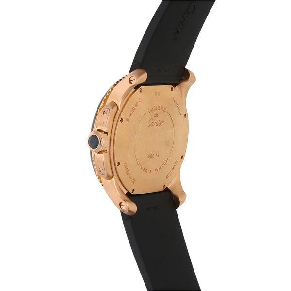 Reloj Cartier para caballero modelo Calibre de Cartier caja en oro rosado 18 kilates.