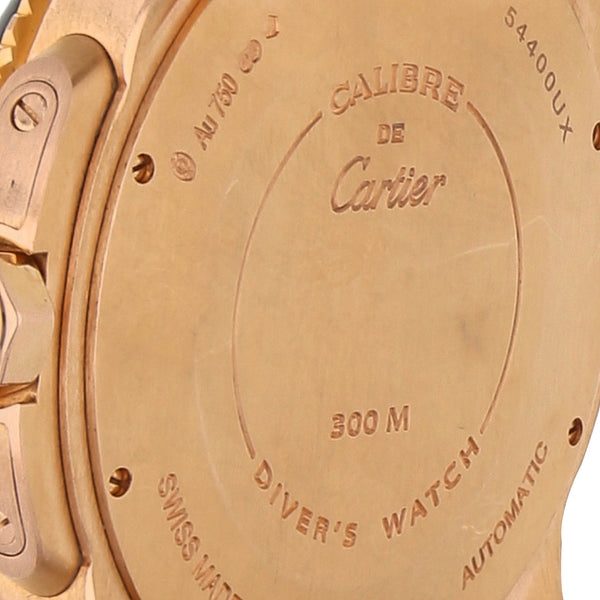 Reloj Cartier para caballero modelo Calibre de Cartier caja en oro rosado 18 kilates.