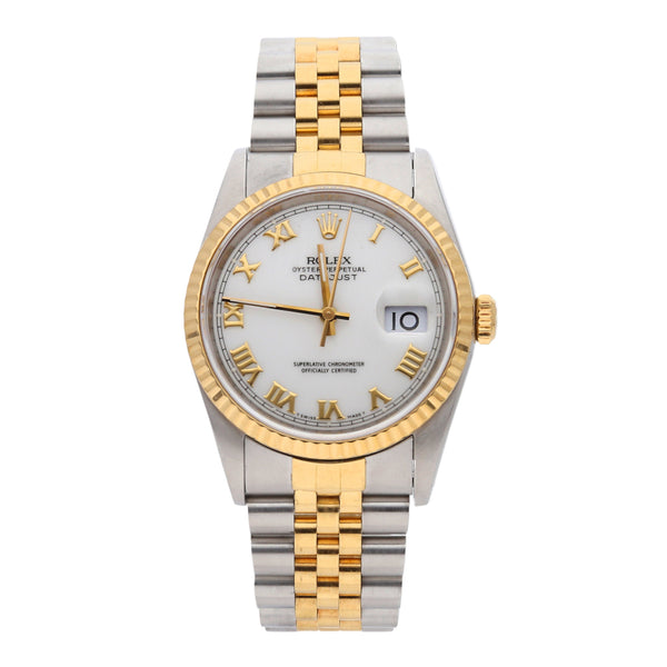 Reloj Rolex para caballero modelo Oyster Perpetual DateJust vistas en oro amarillo 18 kilates.