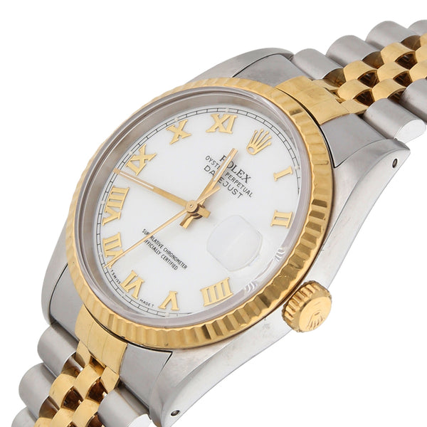 Reloj Rolex para caballero modelo Oyster Perpetual DateJust vistas en oro amarillo 18 kilates.