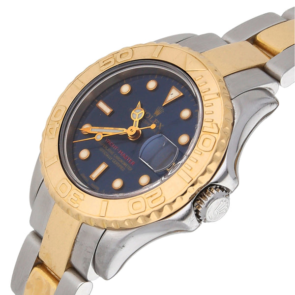 Reloj Rolex para dama modelo Oyster Perpetual Date Yacht Master vistas en oro amarillo 18 kilates.