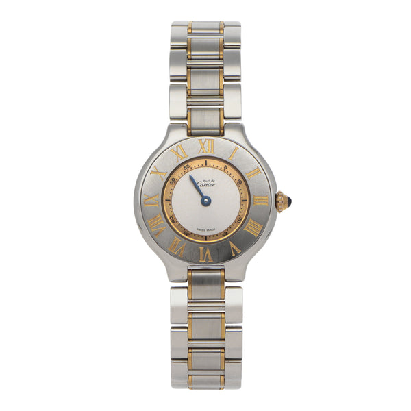 Reloj Cartier para dama modelo Must de Cartier 21 vistas en oro amarillo 18 kilates.