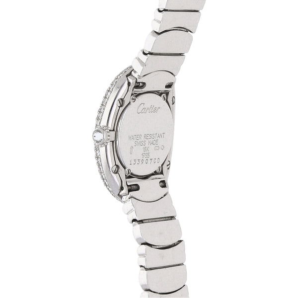 Reloj Cartier para dama modelo Baignoire en oro blanco 18 kilates.