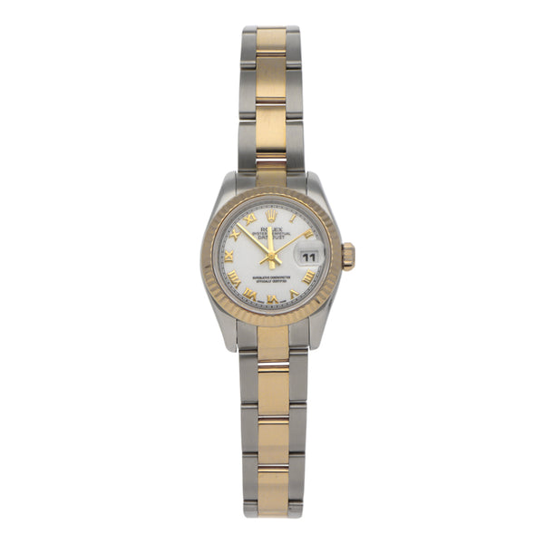 Reloj Rolex para dama modelo Oyster Perpetual DateJust vistas oro amarillo 18 kilates.