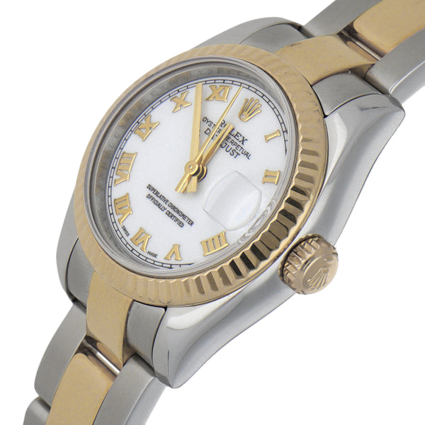 Reloj Rolex para dama modelo Oyster Perpetual DateJust vistas oro amarillo 18 kilates.