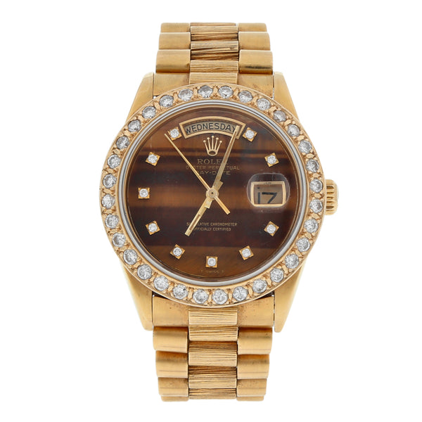 Reloj Rolex para caballero modelo Oyster Perpetual Day-Date en oro amarillo 18 kilates.