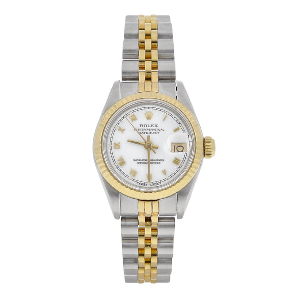 Reloj Rolex para dama modelo Oyster Perpetual DateJust vistas oro amarillo 18 kilates.