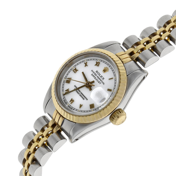 Reloj Rolex para dama modelo Oyster Perpetual DateJust vistas oro amarillo 18 kilates.