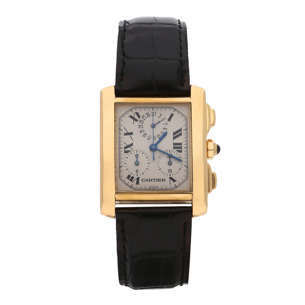 Reloj Cartier para caballero modelo Tank Francaise caja en oro amarillo 18 kilates.