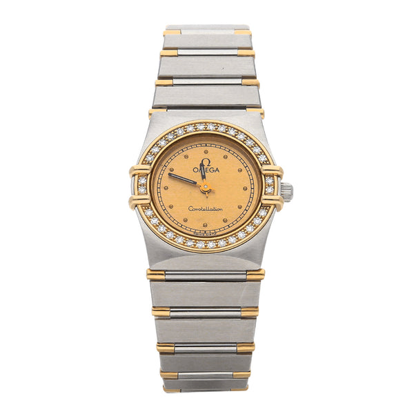 Reloj Omega para dama modelo Constellation vistas en oro amarillo 18 kilates.