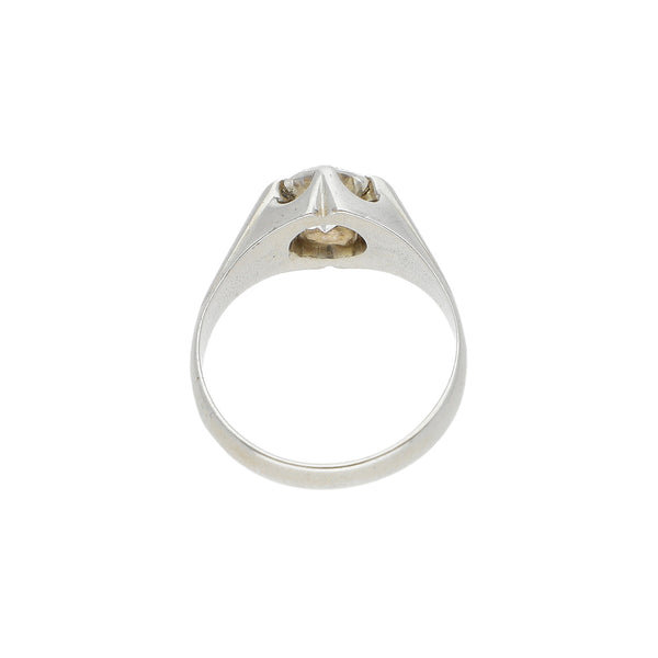 Anillo de compromiso con sintético en oro blanco 18 kilates.