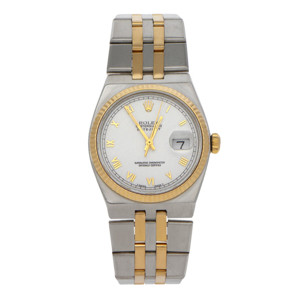 Reloj Rolex para caballero modelo Oyster Perpetual DateJust vistas en oro amarillo 18 kilates.