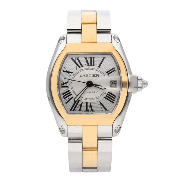 Reloj Cartier para caballero modelo Roadster vistas en oro amarillo 18 kilates.